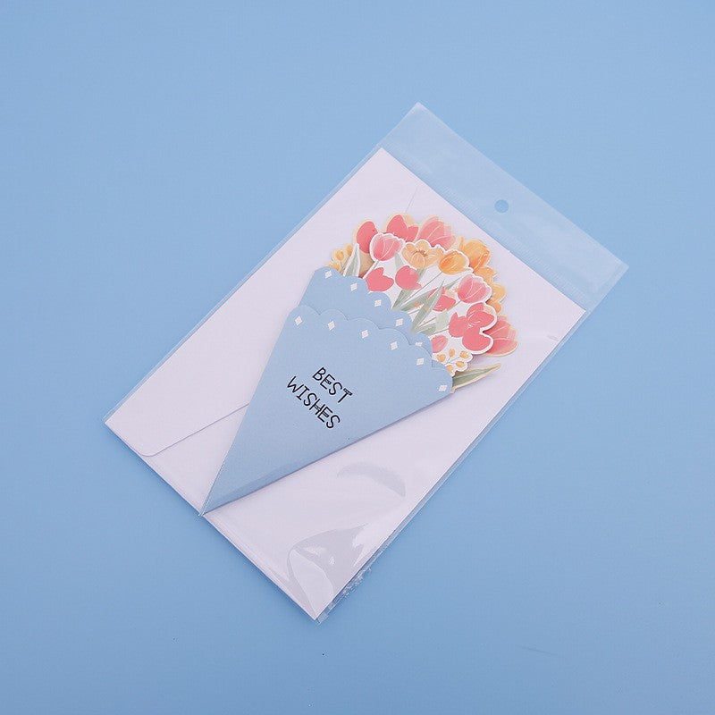 💐3D-blombukett-gratulationskort – kreativa blomsterkort med kuvert