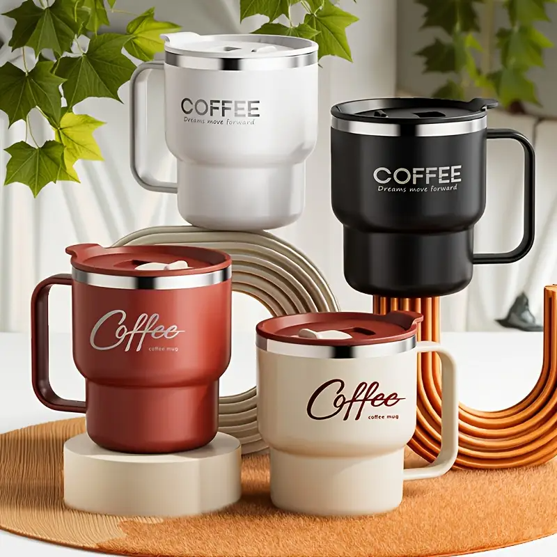 Mugg i rostfritt stål 304 med dubbla väggar / Ergonomisk mugg i japansk stil för kaffe och te