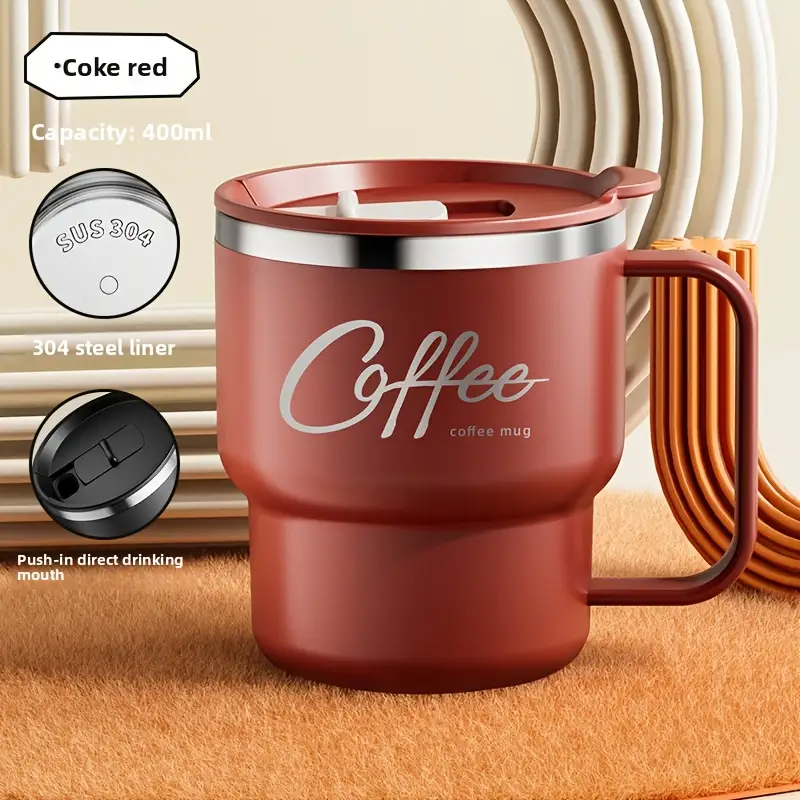 Mugg i rostfritt stål 304 med dubbla väggar / Ergonomisk mugg i japansk stil för kaffe och te