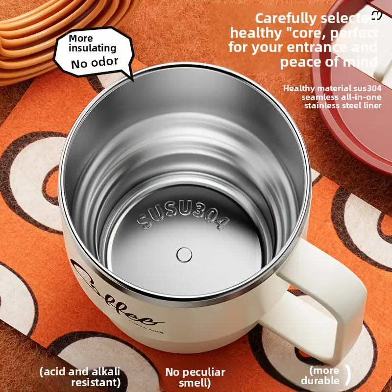 Mugg i rostfritt stål 304 med dubbla väggar / Ergonomisk mugg i japansk stil för kaffe och te