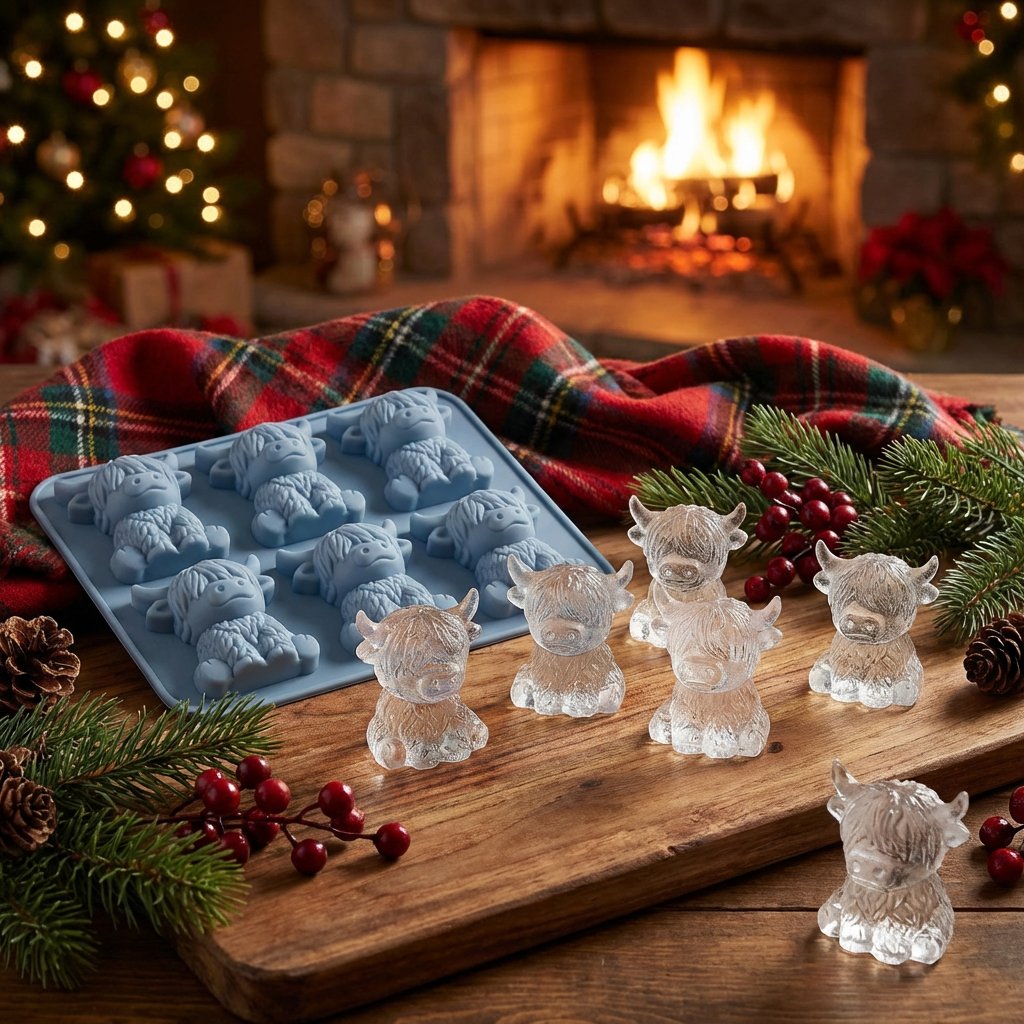 🐮 Mini Highland Cow isbit- och dessertform 🧊🍪 Söt 3D-is för drycker, fester och presenter💕