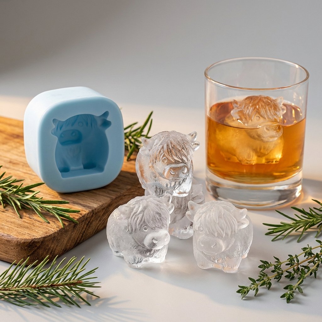 🐮 Mini Highland Cow isbit- och dessertform 🧊🍪 Söt 3D-is för drycker, fester och presenter💕