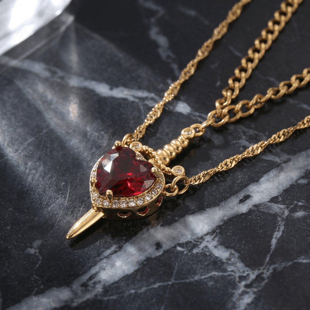 ❤️🗡️Svärd och hjärta matchande halsband