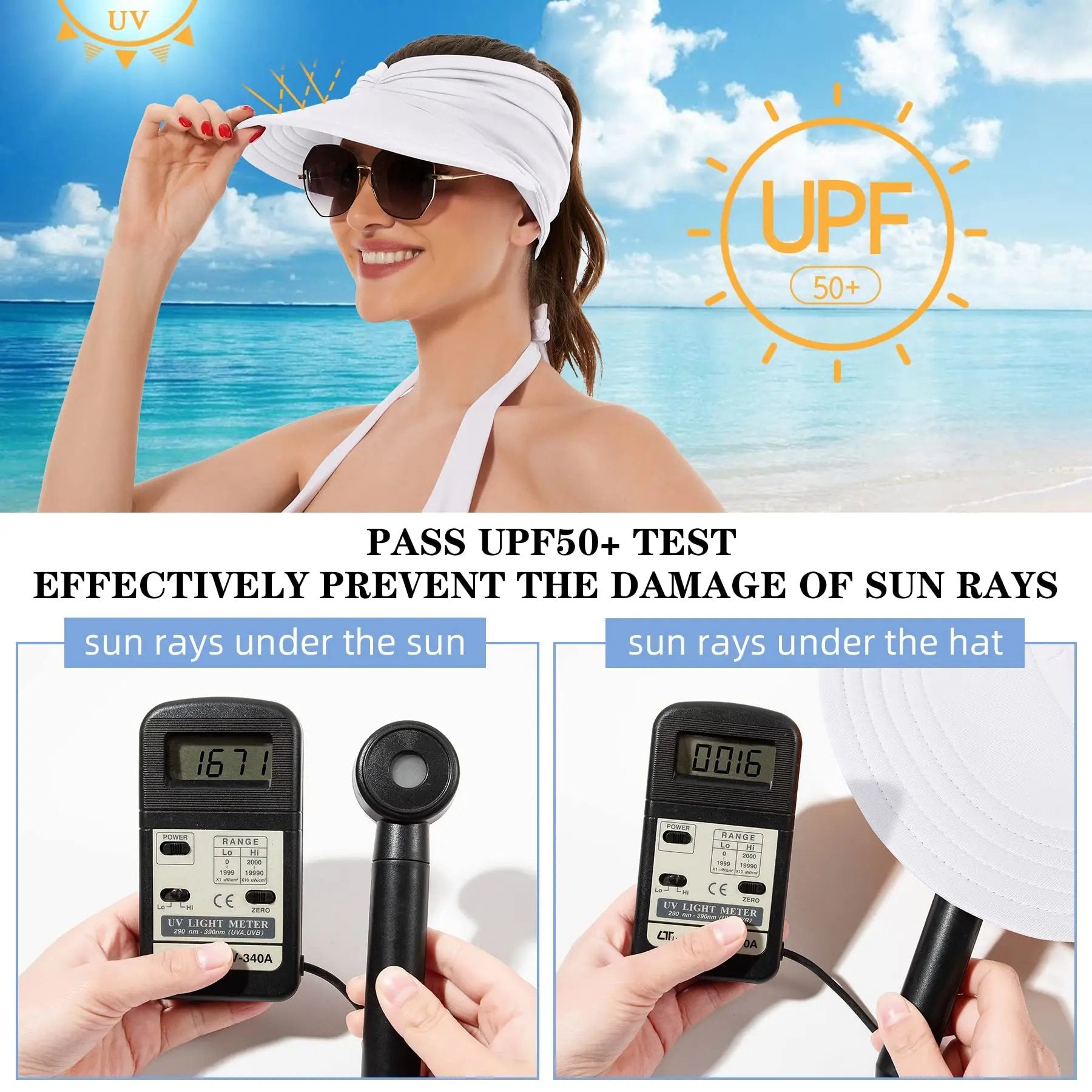 🔥Sista dagen – 50 % rabatt – Solskyddshatt för damer med UV-skydd UPF 50+