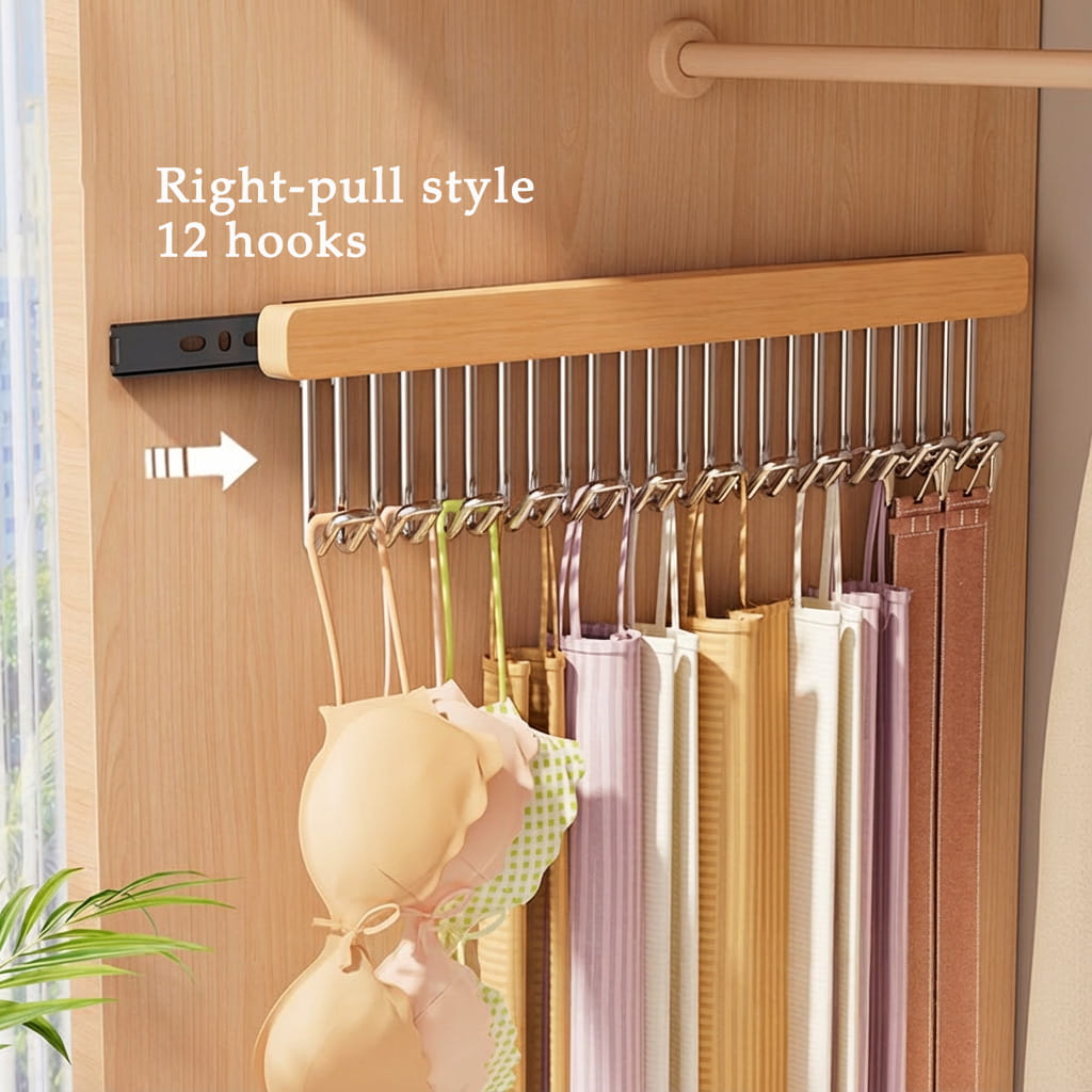 🌿Premium utdragbar klädhängare i trä