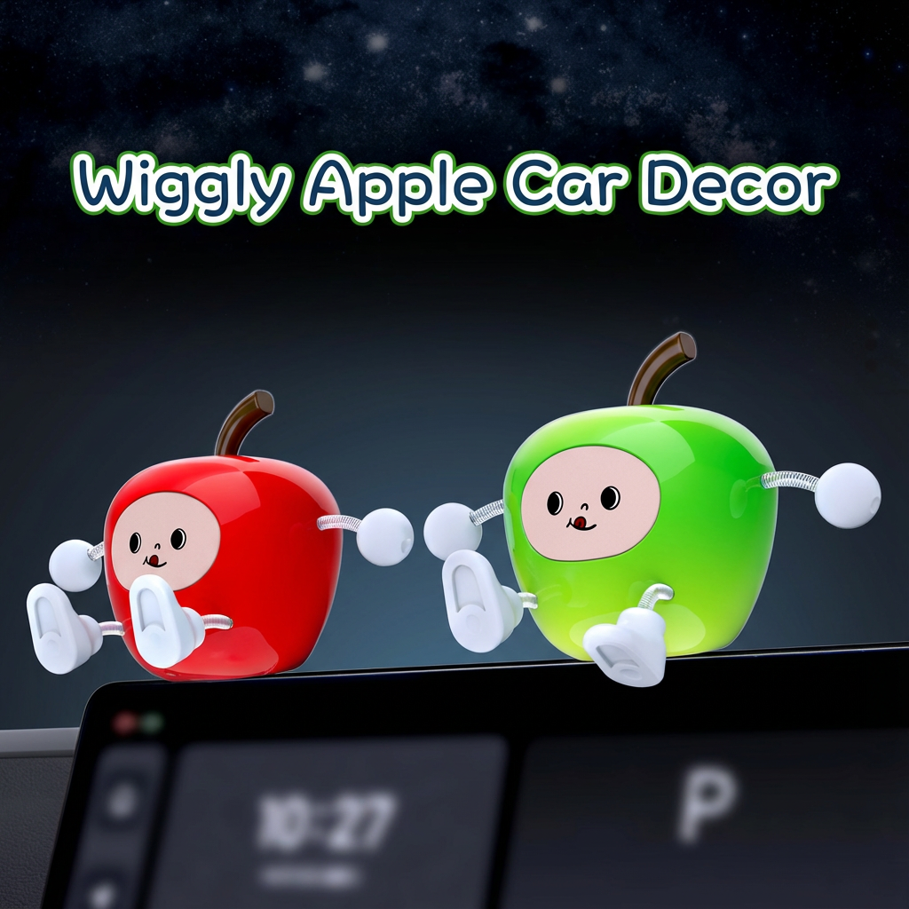 Wiggly Apple Car Decor för instrumentbrädan - Söt instrumentbrädesprydnad