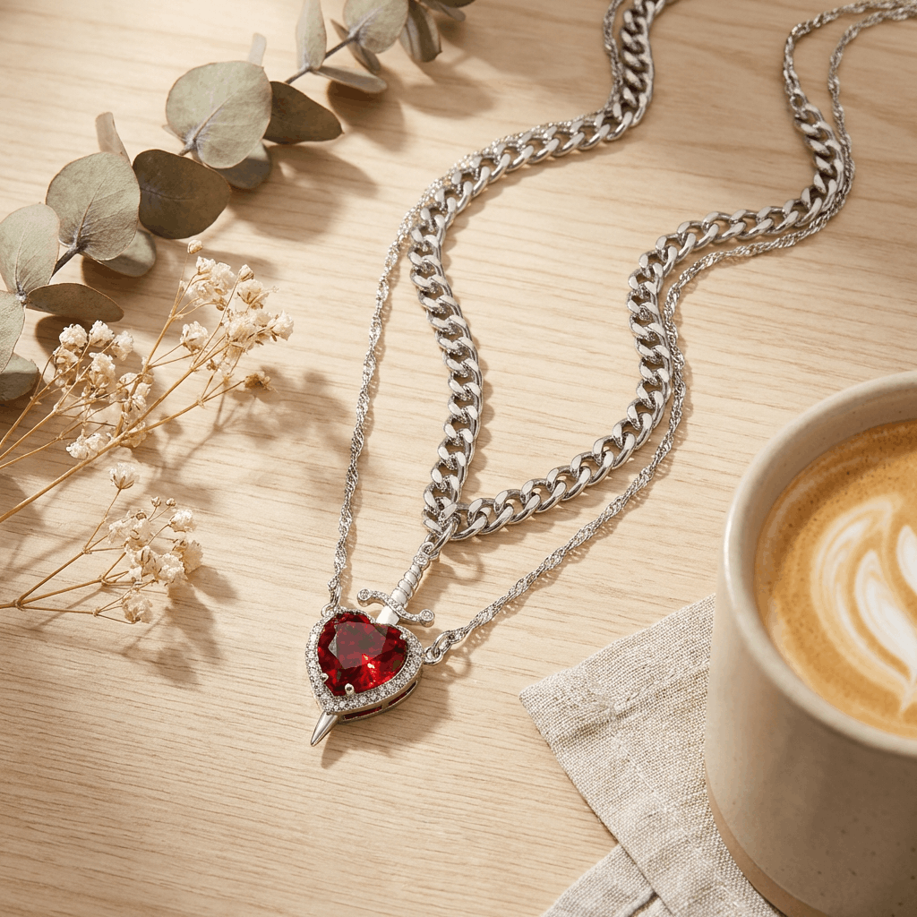 ❤️🗡️Svärd och hjärta matchande halsband