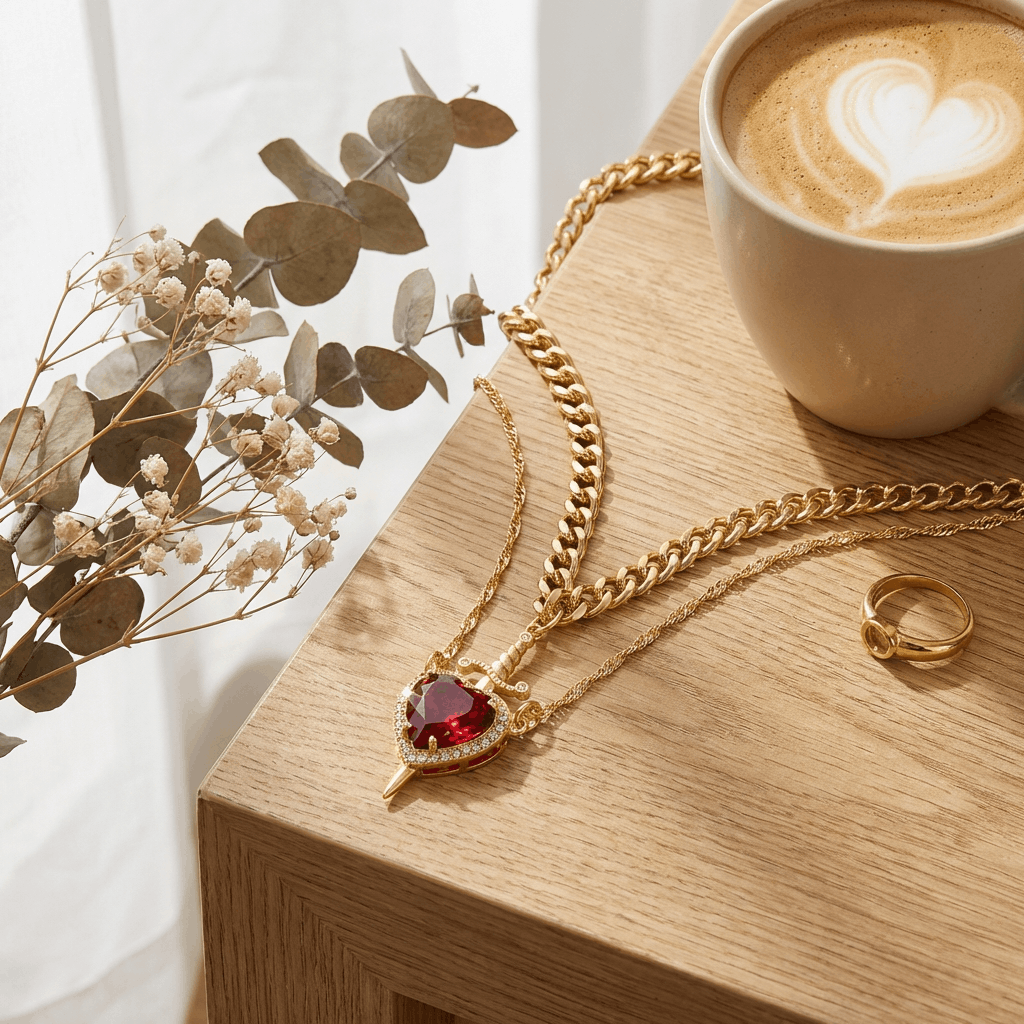 ❤️🗡️Svärd och hjärta matchande halsband