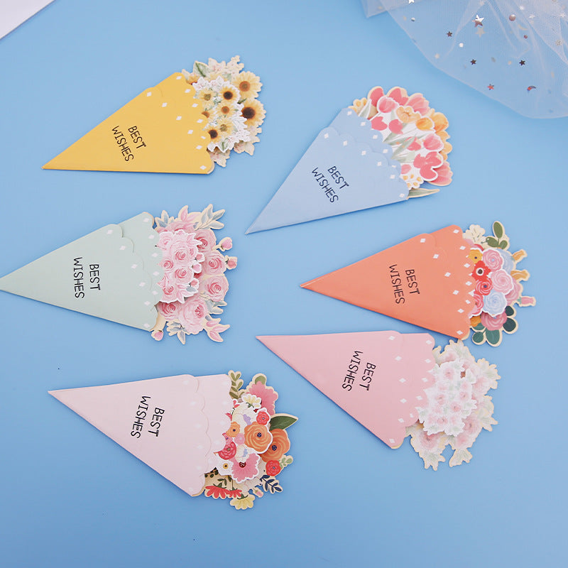 💐3D-blombukett-gratulationskort – kreativa blomsterkort med kuvert
