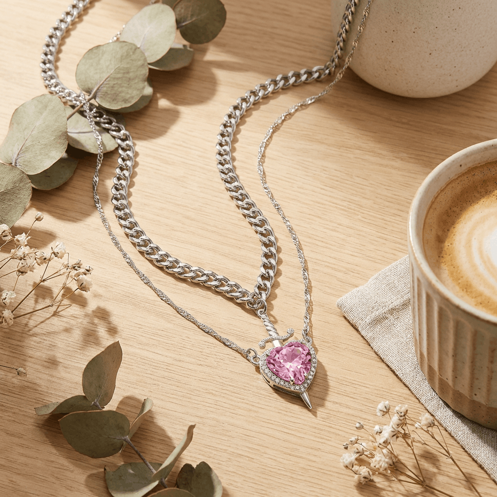 ❤️🗡️Svärd och hjärta matchande halsband