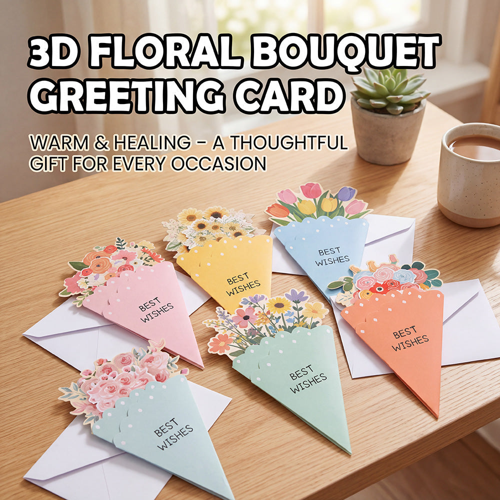 💐3D-blombukett-gratulationskort – kreativa blomsterkort med kuvert