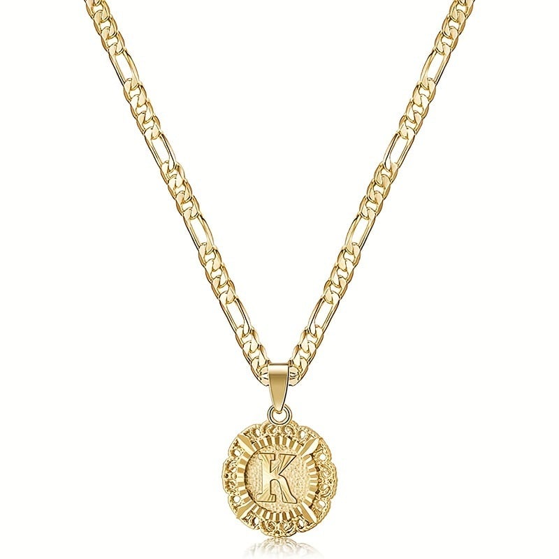 Halsband med rund hänge i 14K guldpläterat metall
