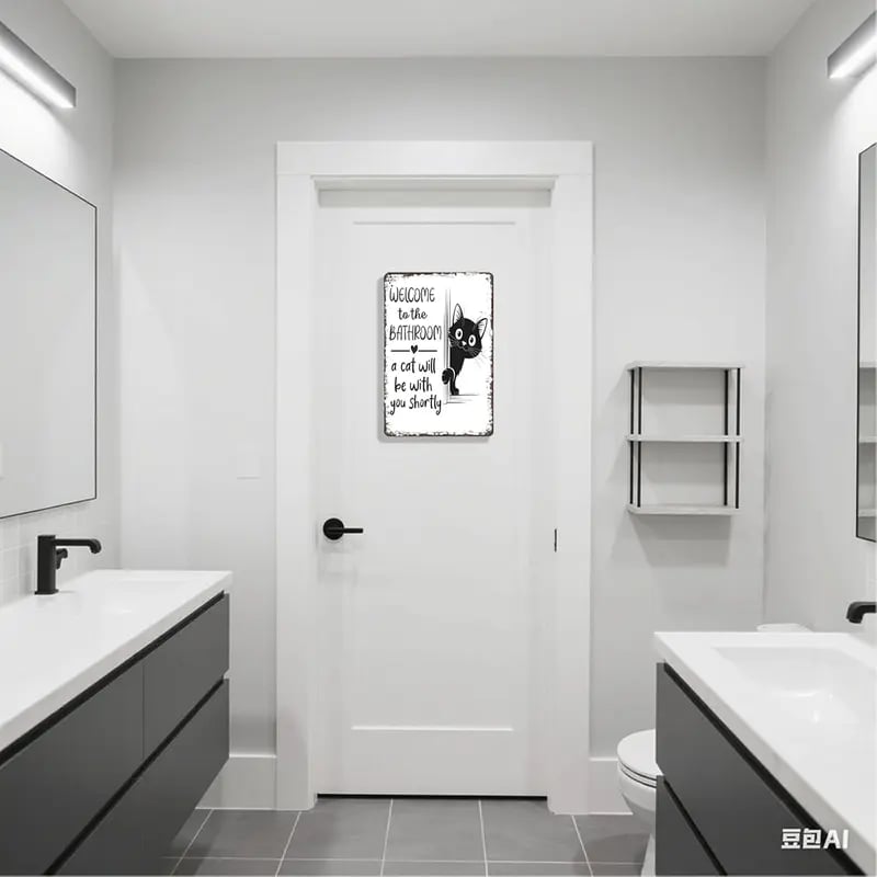 Vintage svartvit katt och höglandsboskap som väggkonst