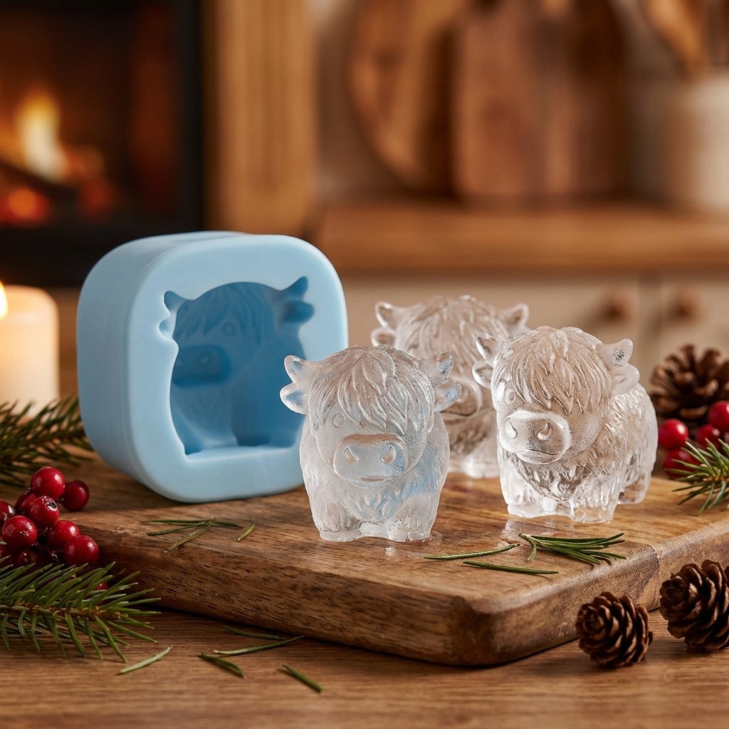🐮 Mini Highland Cow isbit- och dessertform 🧊🍪 Söt 3D-is för drycker, fester och presenter💕