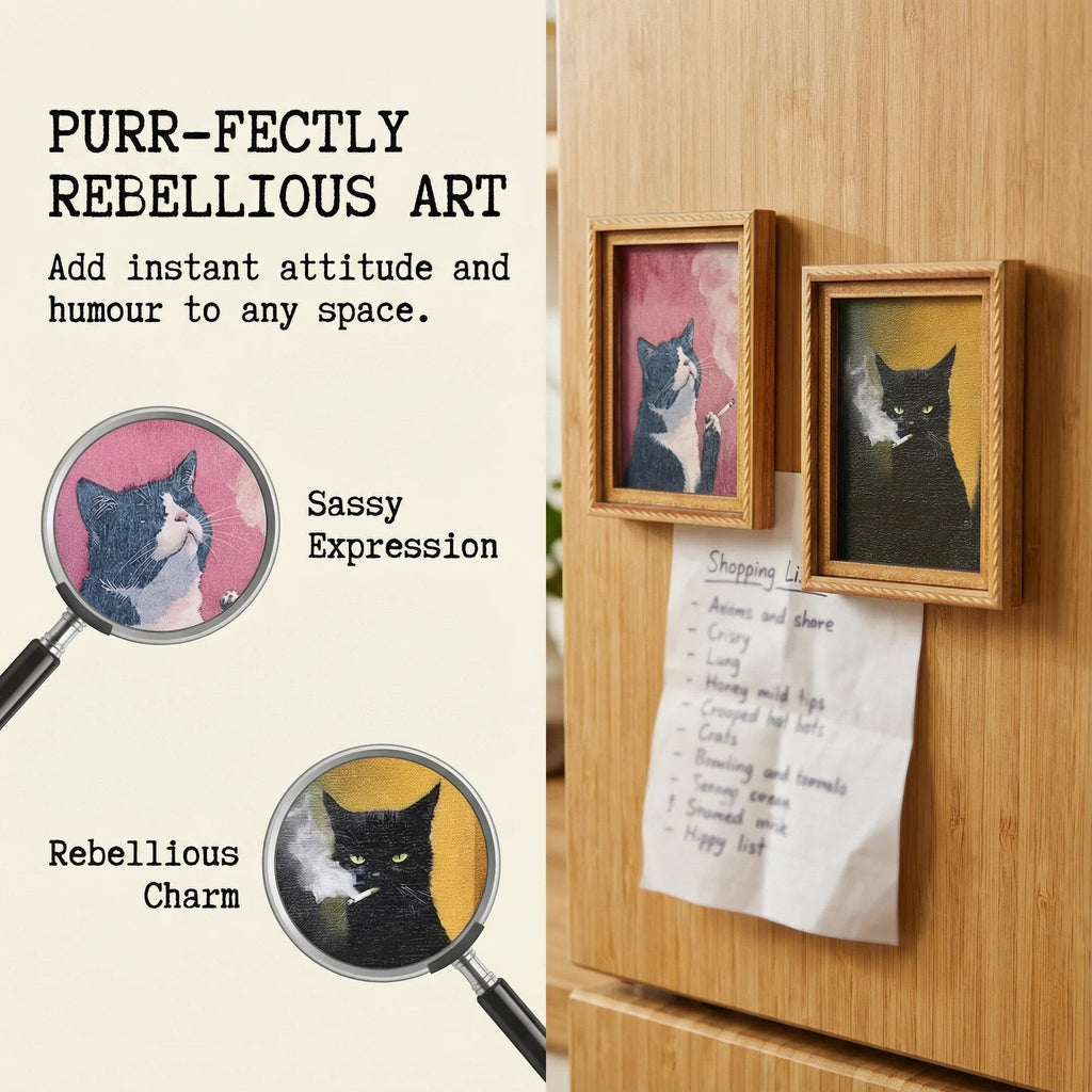 🌹 Söta kylskåpsmagneter med katter – Förtrollande kattdekorationer med ram för hemmet och kontoret 🐱✨
