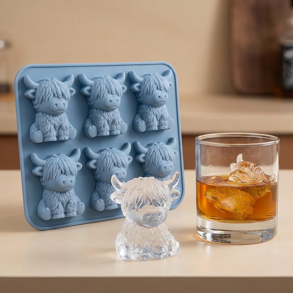 🐮 Mini Highland Cow isbit- och dessertform 🧊🍪 Söt 3D-is för drycker, fester och presenter💕