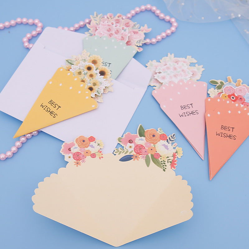 💐3D-blombukett-gratulationskort – kreativa blomsterkort med kuvert