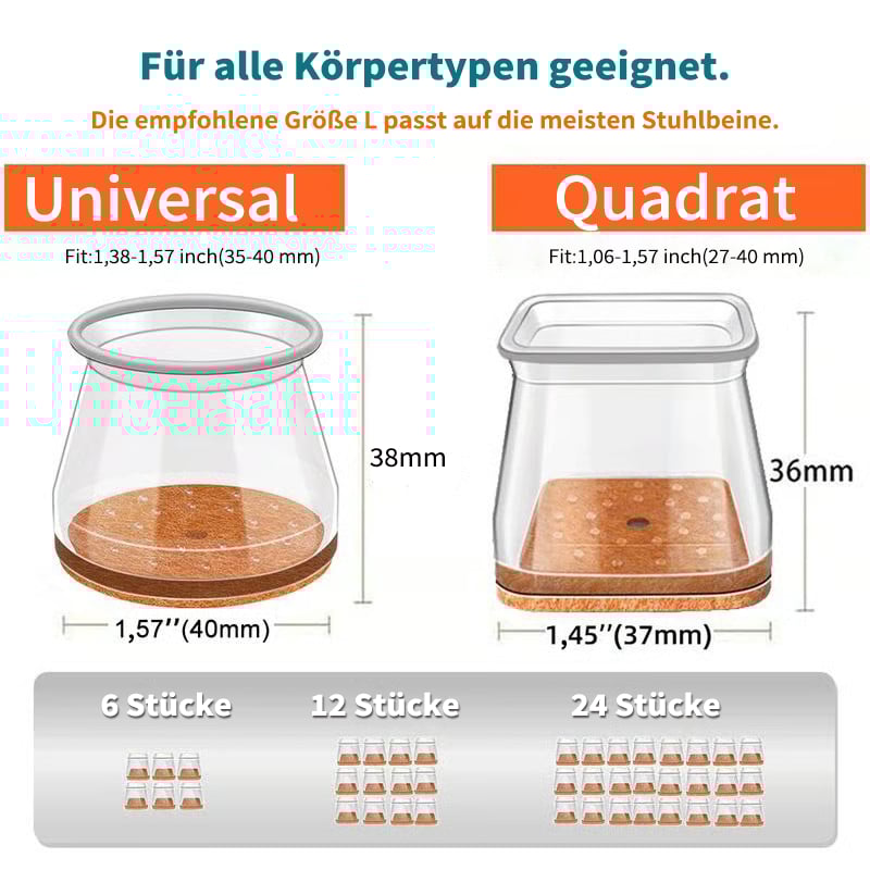 ✨Universella gummibenskydd för stolar – Lämpliga för alla stolsbensformer, reptåliga och slitstarka, den ultimata lösningen för att skydda dina golv.
