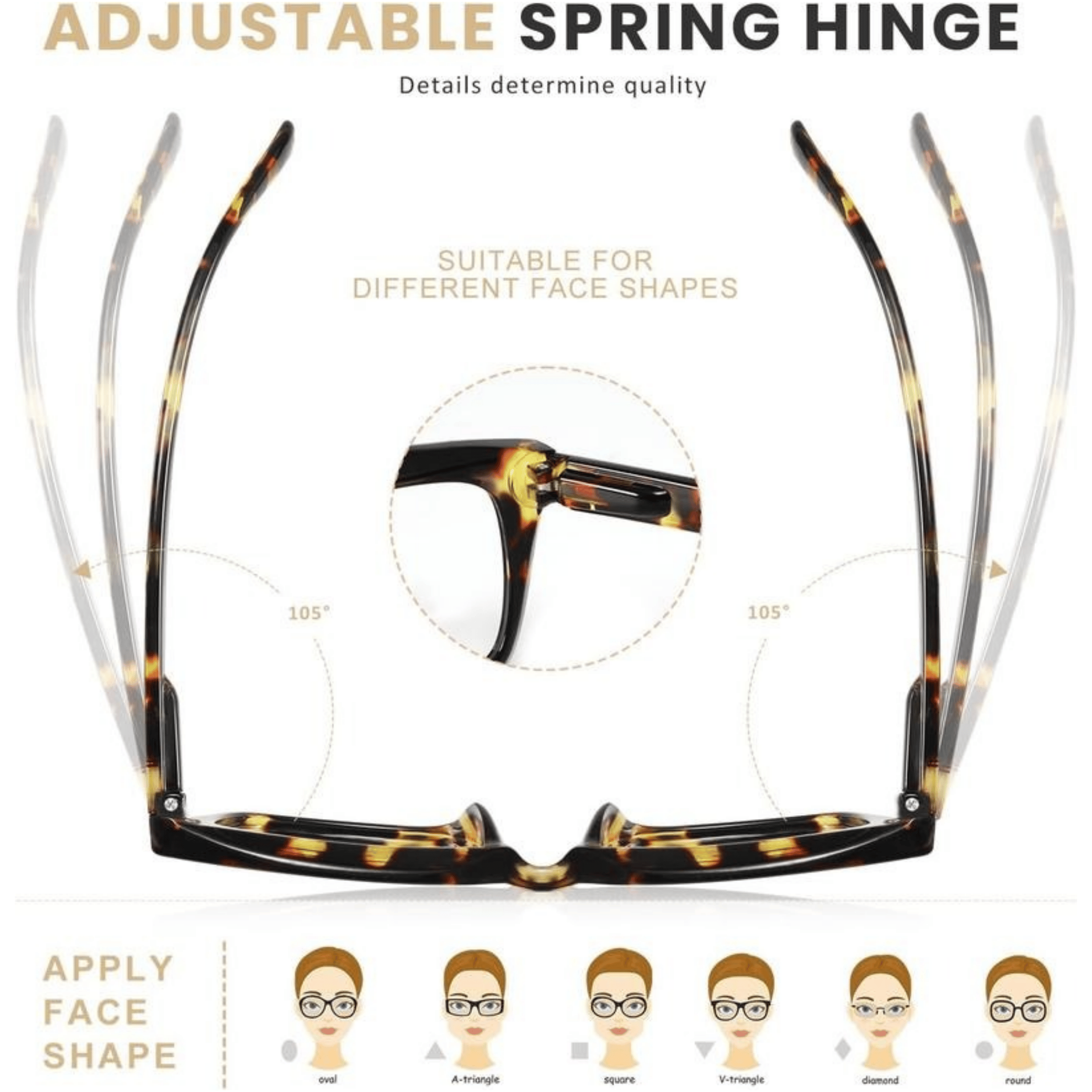 🔥Specialerbjudande – ✨👓Läsglasögon i sköldpaddsdesign – Överdimensionerade, fyrkantiga glasögon med blått ljusfilte