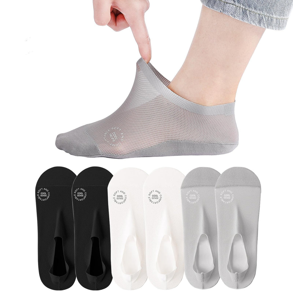 🔥 3-pack osynliga strumpor med grepp 🧦 – Andningsbar, lågskuren, halksäker och svettabsorberande design