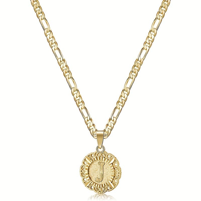 Halsband med rund hänge i 14K guldpläterat metall