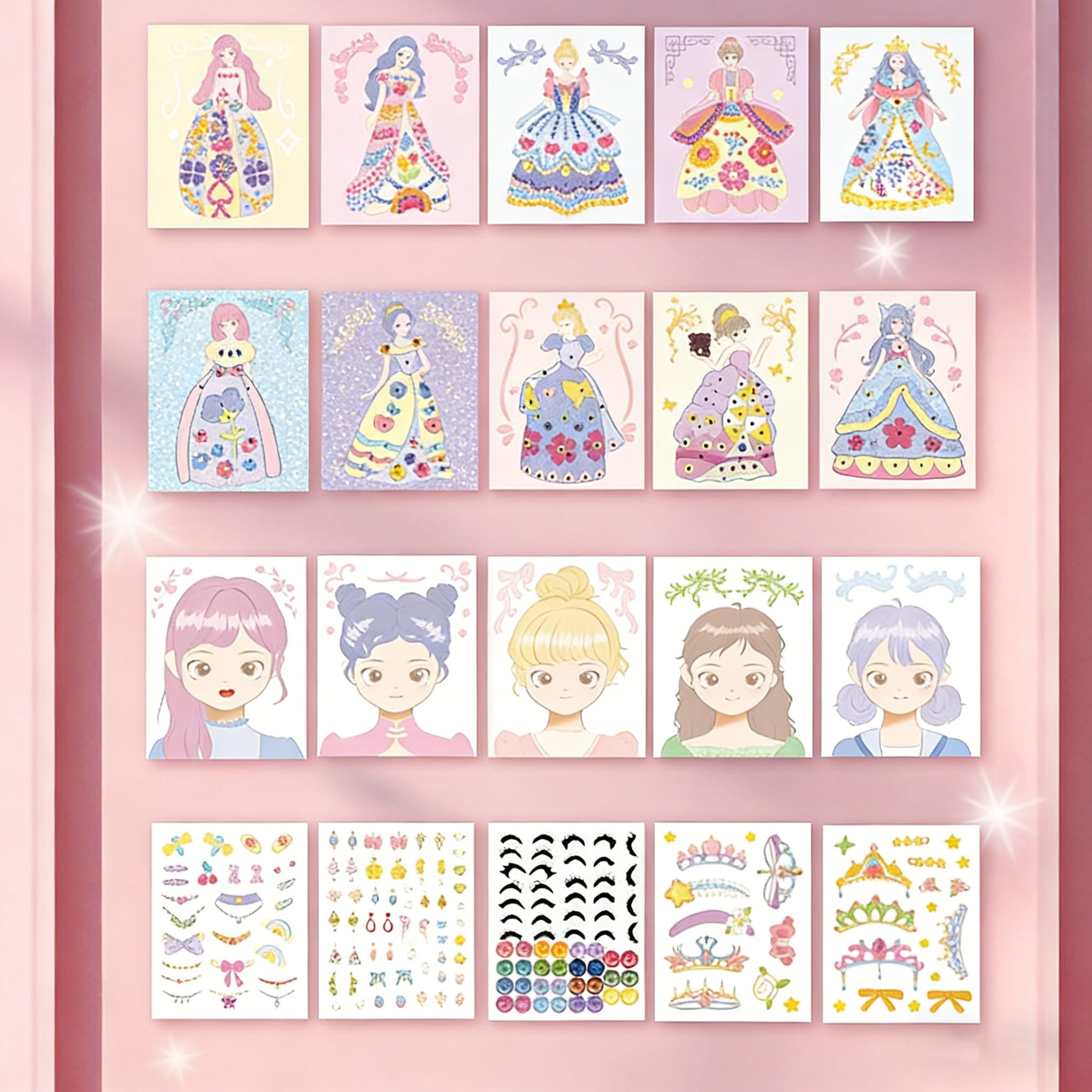 👸Prinsessans DIY-hantverkskit: smink, diamantkonst och klädsel