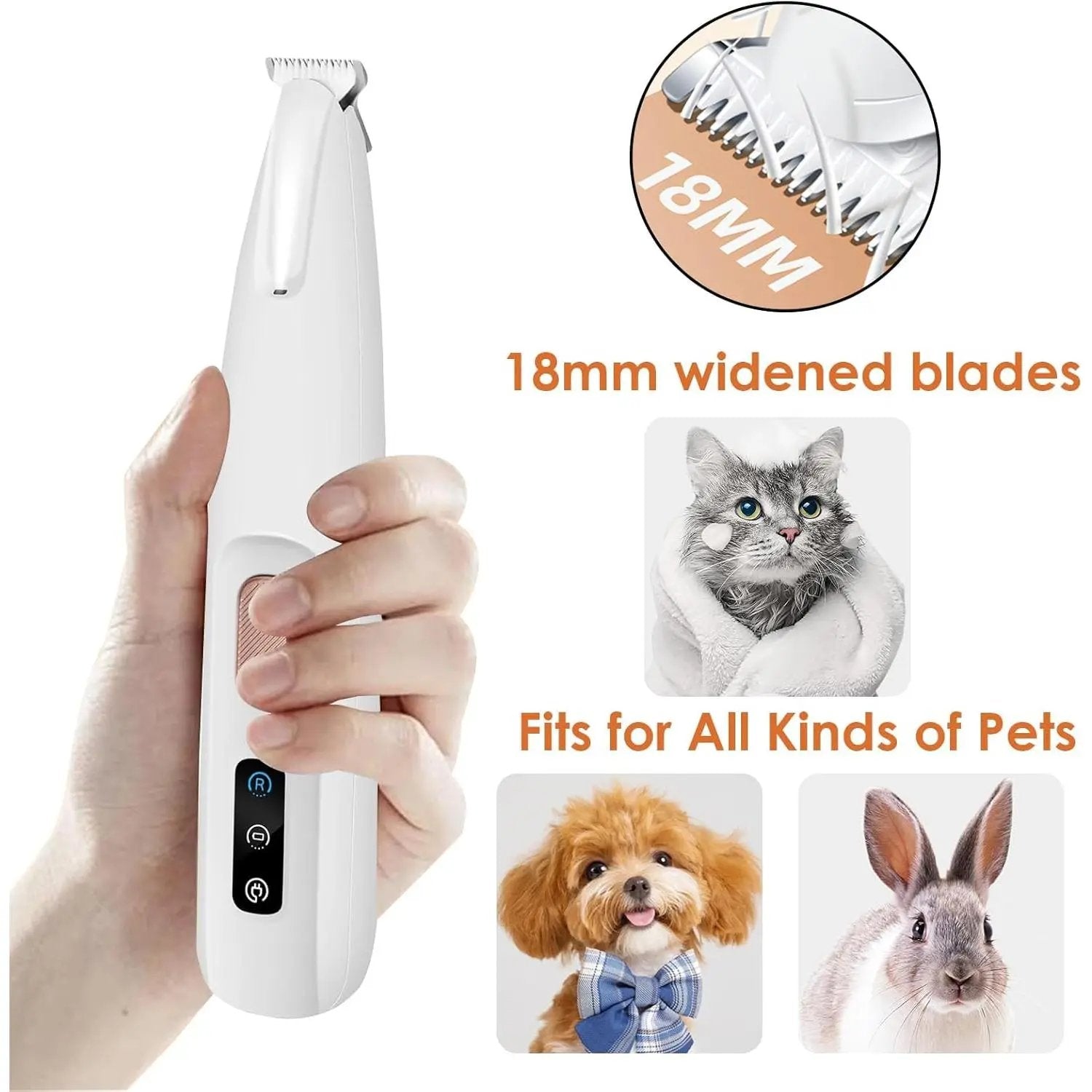 Uppladdningsbart trimmerset för djurhår, trimmer för djurklor, sladdlös tyst hundtrimmer för pälsvård med LED-ljus, trimmer för små hundar och katter, verktyg för djurvård, vattentät, tyst rakapparat för djur