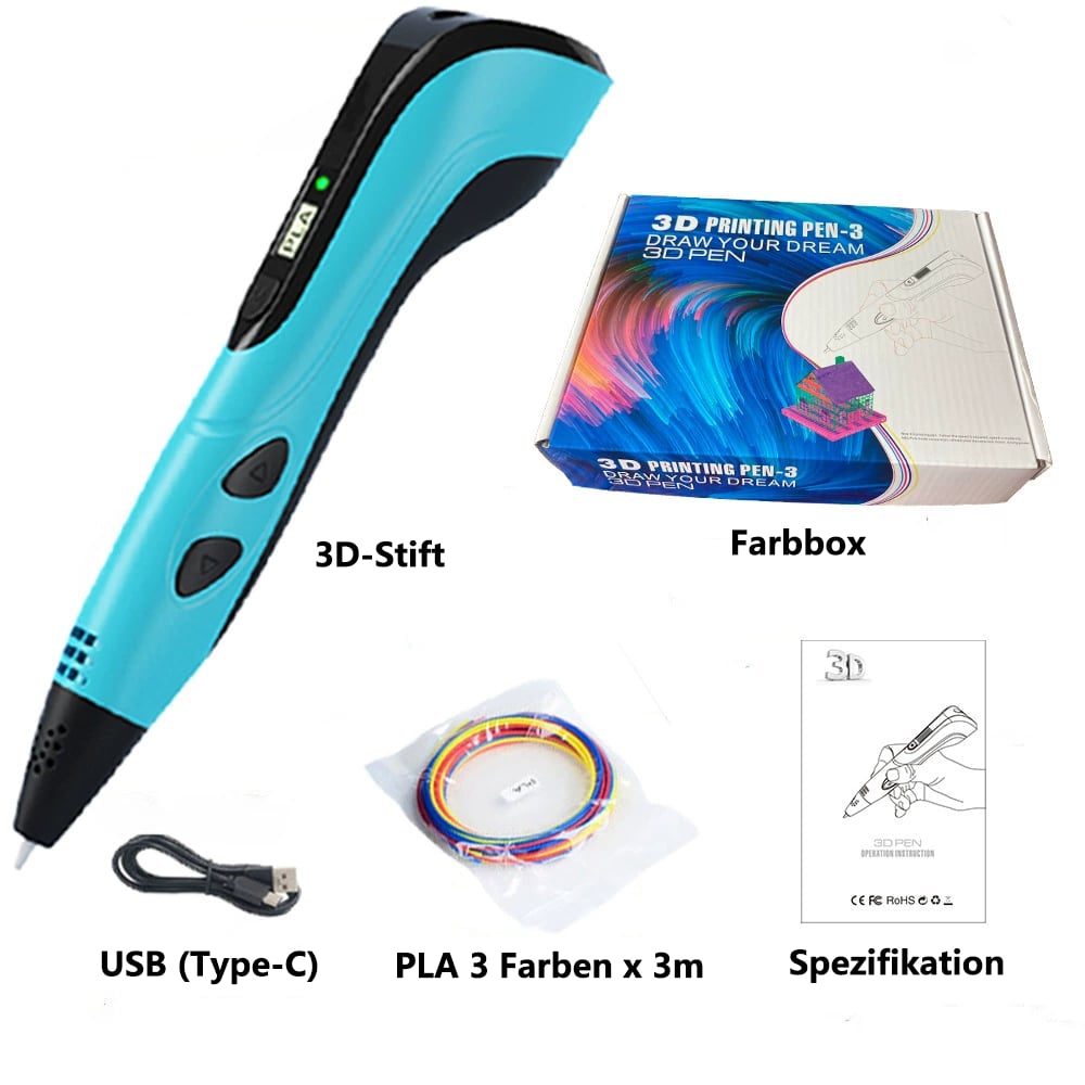 🏆NYTT 3D-skrivpenna-set för barn – perfekt som födelsedags- eller julklapp. Kreativt DIY-projekt med LCD-skärm och PLA-filamen