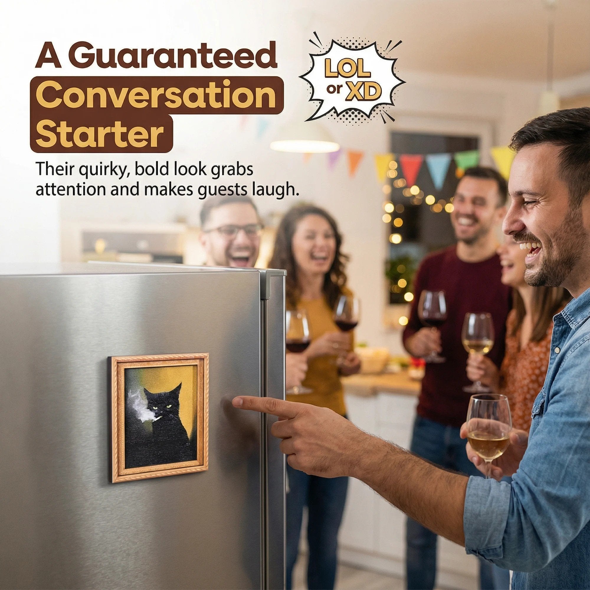 🌹 Söta kylskåpsmagneter med katter – Förtrollande kattdekorationer med ram för hemmet och kontoret 🐱✨