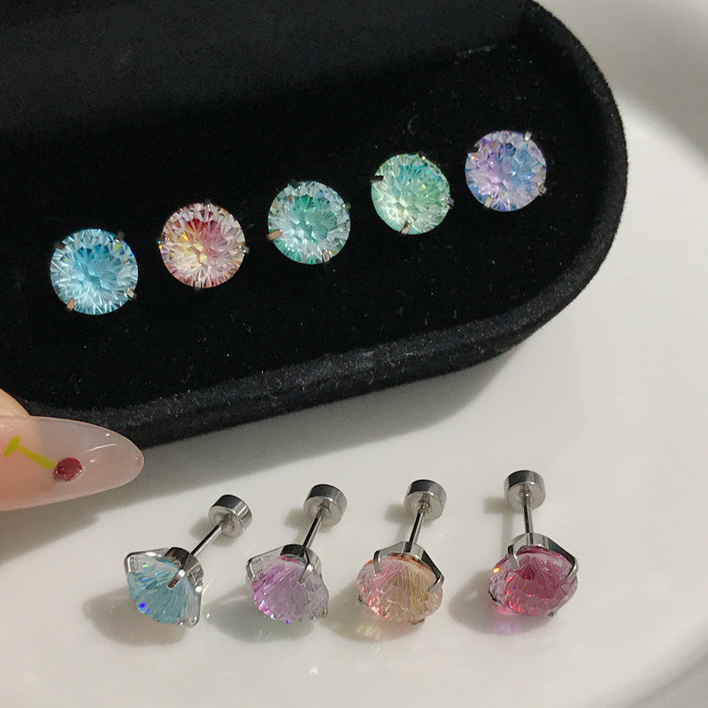 🌈Fyrverkerislipade färgskiftande zirkoniumtitaniumstålörhängen – allergivänliga och sömnvänliga
