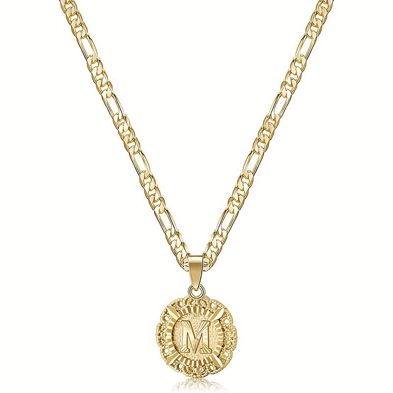 Halsband med rund hänge i 14K guldpläterat metall