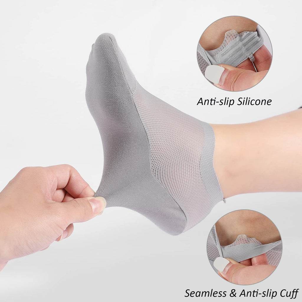 🔥 3-pack osynliga strumpor med grepp 🧦 – Andningsbar, lågskuren, halksäker och svettabsorberande design