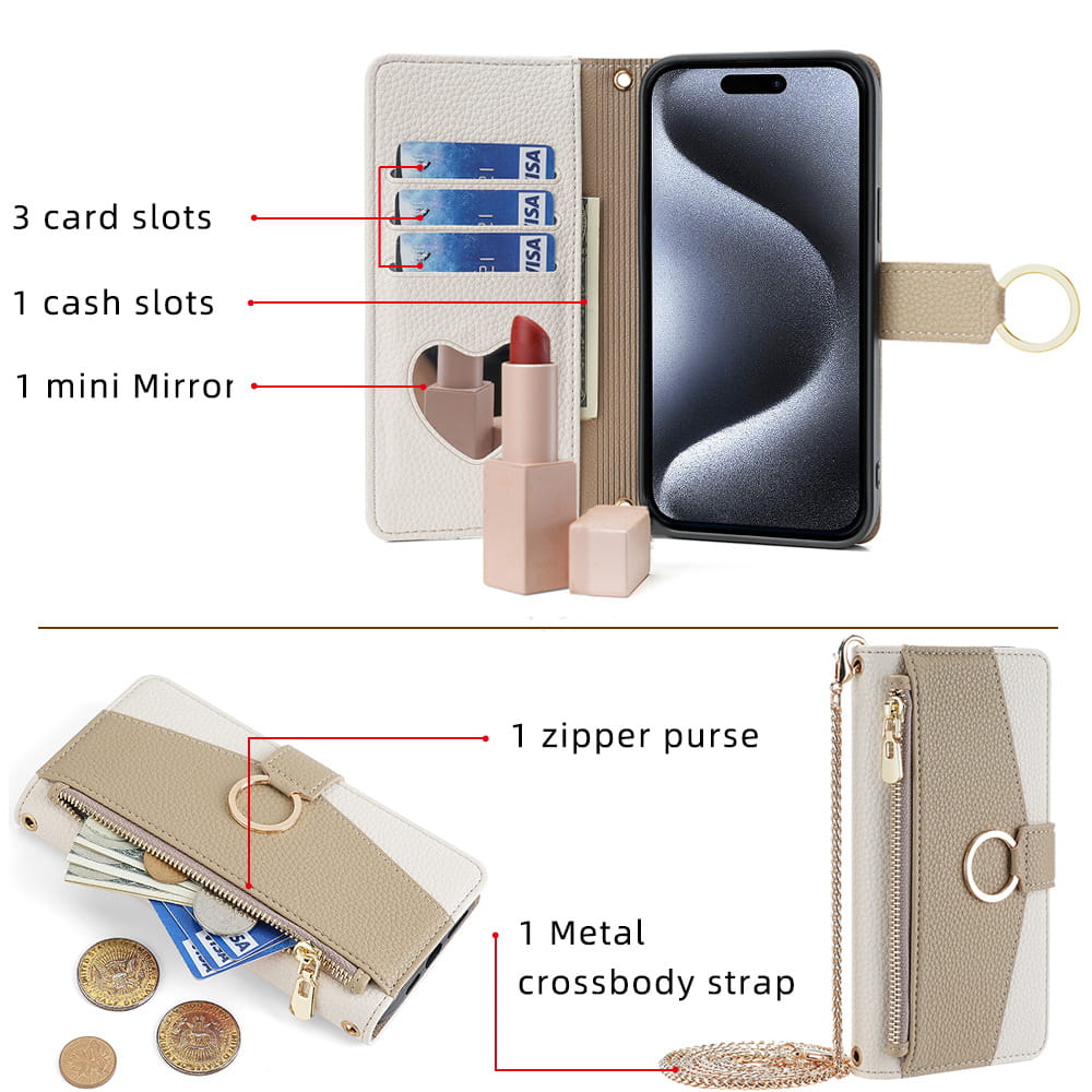 Chic färgblockerad crossbody-plånbok för mobiltelefon