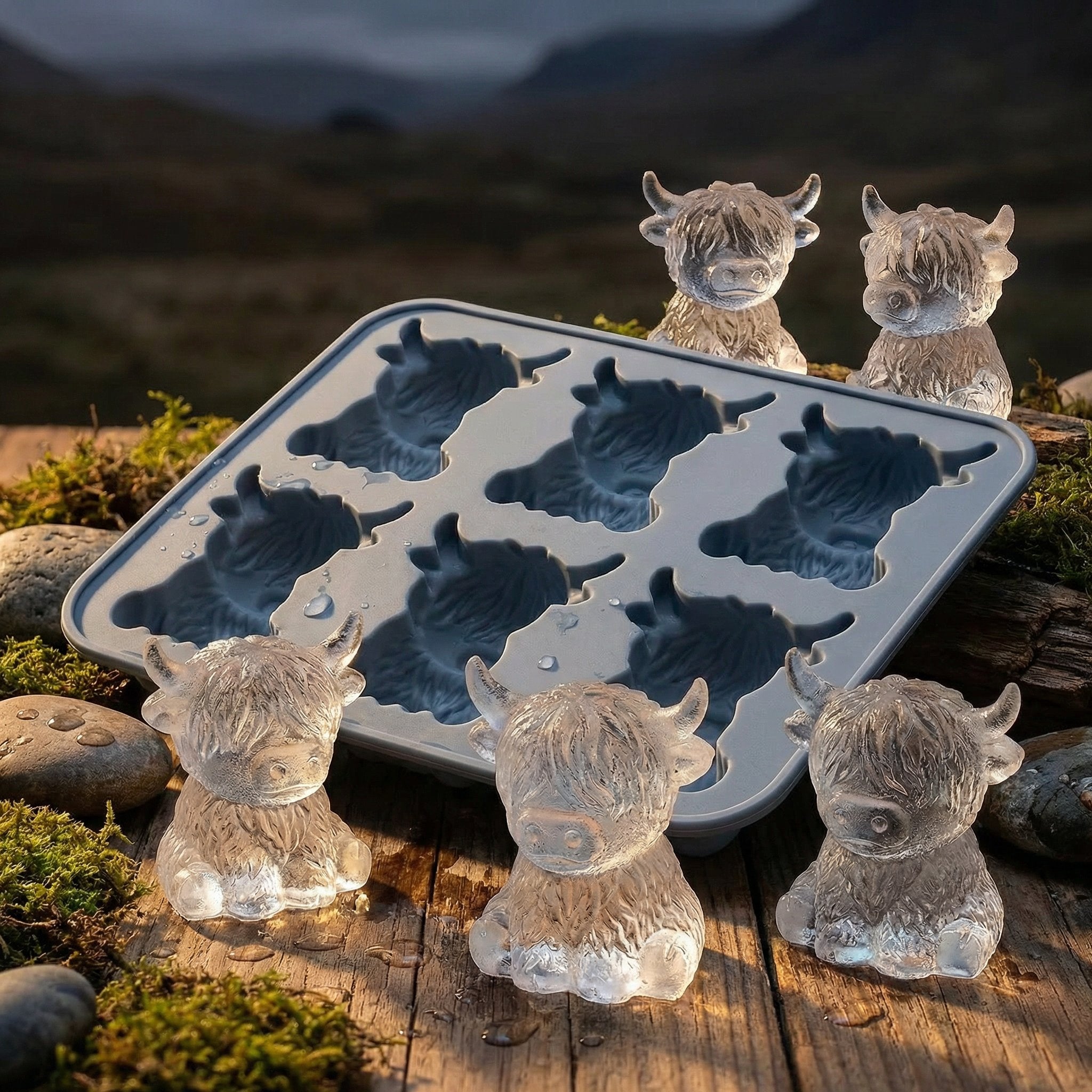 🐮 Mini Highland Cow isbit- och dessertform 🧊🍪 Söt 3D-is för drycker, fester och presenter💕