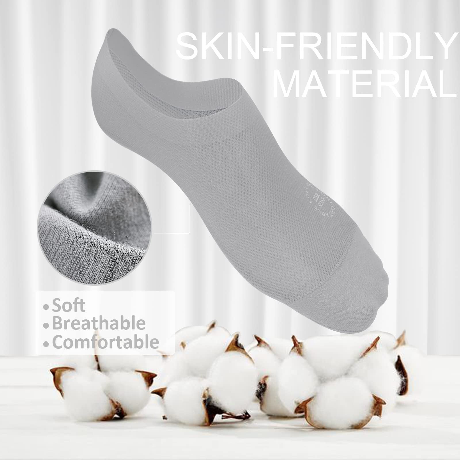 🔥 3-pack osynliga strumpor med grepp 🧦 – Andningsbar, lågskuren, halksäker och svettabsorberande design
