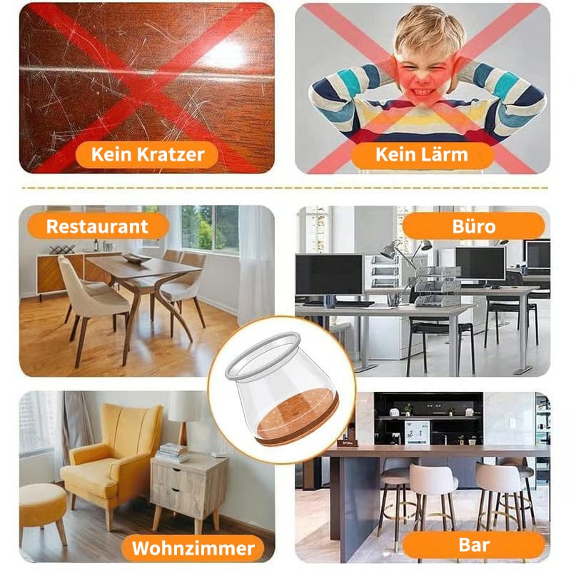 ✨Universella gummibenskydd för stolar – Lämpliga för alla stolsbensformer, reptåliga och slitstarka, den ultimata lösningen för att skydda dina golv.