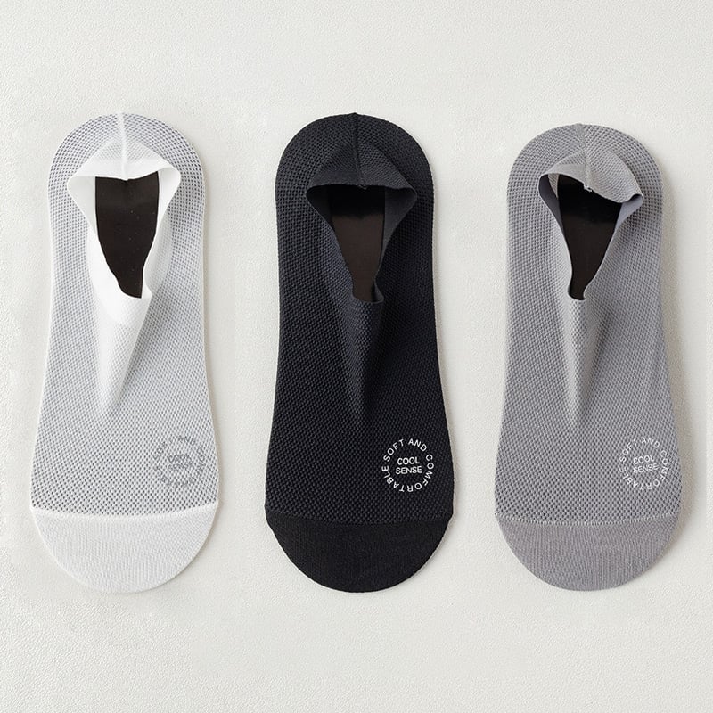 🔥 3-pack osynliga strumpor med grepp 🧦 – Andningsbar, lågskuren, halksäker och svettabsorberande design