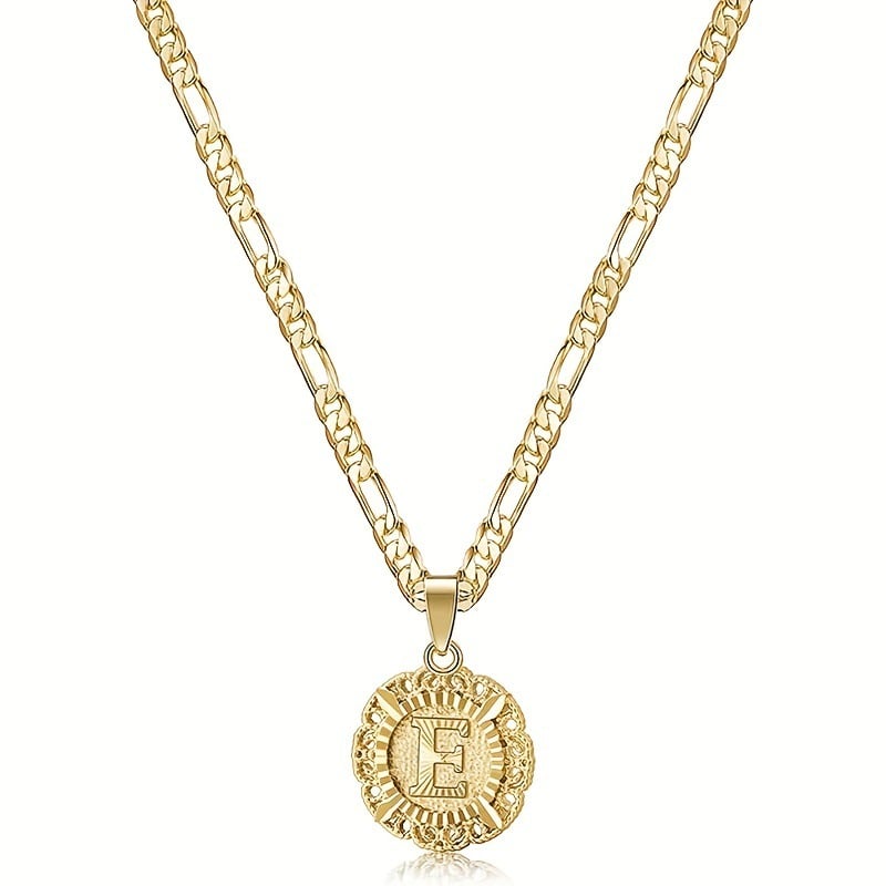 Halsband med rund hänge i 14K guldpläterat metall