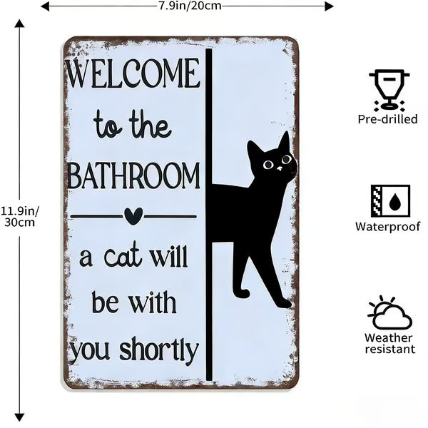 Vintage svartvit katt och höglandsboskap som väggkonst