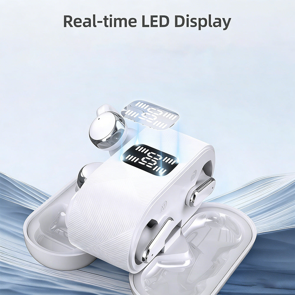 2-i-1 trådlösa Bluetooth-öronsnäckor med öronklämmor och öronproppar | 30 timmars speltid