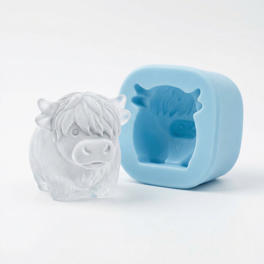 🐮 Mini Highland Cow isbit- och dessertform 🧊🍪 Söt 3D-is för drycker, fester och presenter💕