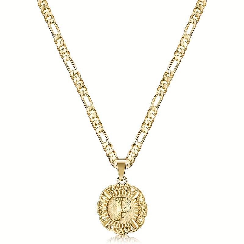 Halsband med rund hänge i 14K guldpläterat metall