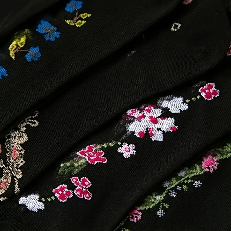 🌸10 par strumpor i glas med blommönster i livfulla färger🌸Eleganta blommiga strumpor för alla tillfällen