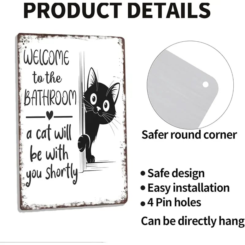 Vintage svartvit katt och höglandsboskap som väggkonst