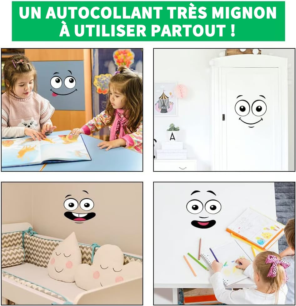 🌱Set med miljövänliga klistermärken för soptunnor (4 fantasifulla ansiktsuttryck: från ett hånfullt leende till ett löjligt uttryck