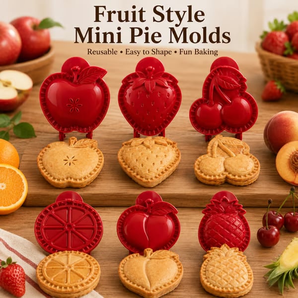 🥧 Nybörjarvänlig, återanvändbar miniform för handpajer | 6 roliga formar för enkel fyllning, formning och tillslutning av hembakade pajer och bakverk🍎✨