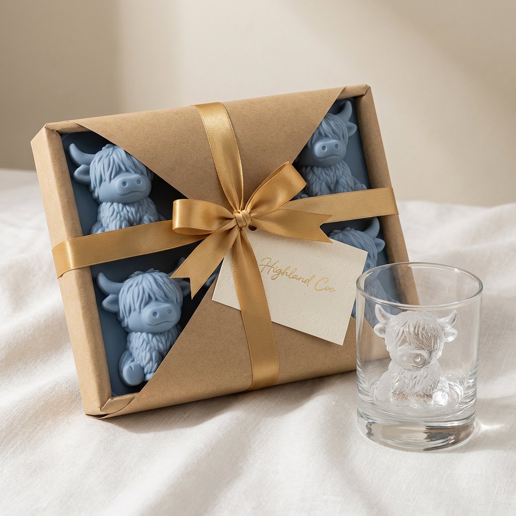 🐮 Mini Highland Cow isbit- och dessertform 🧊🍪 Söt 3D-is för drycker, fester och presenter💕