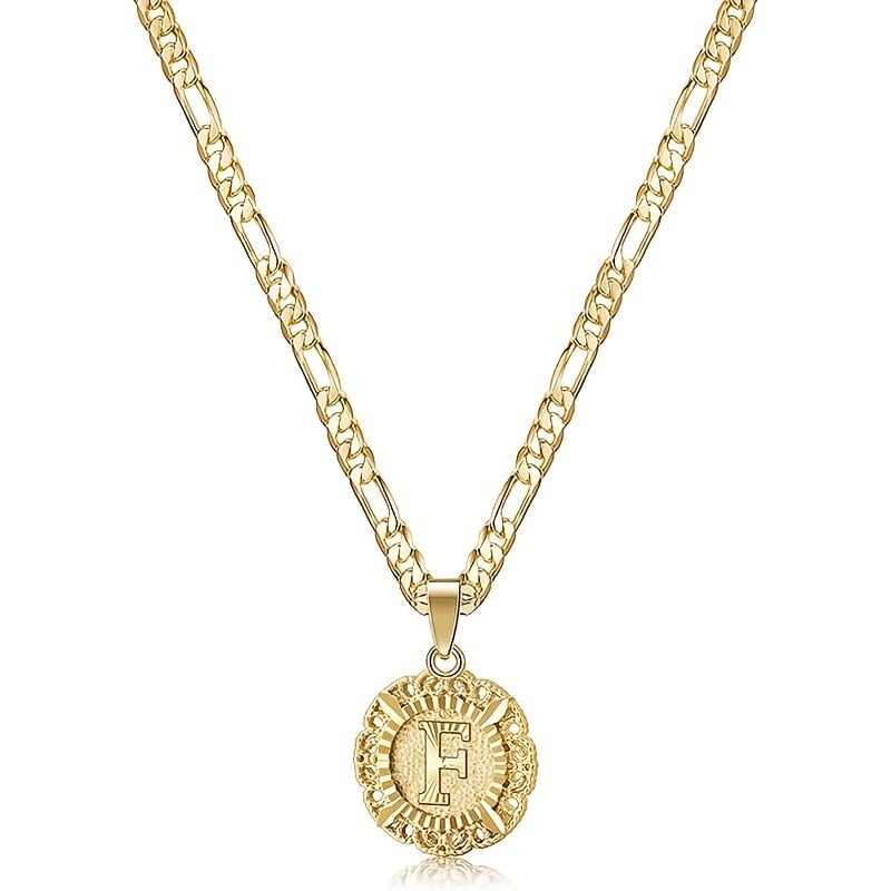 Halsband med rund hänge i 14K guldpläterat metall