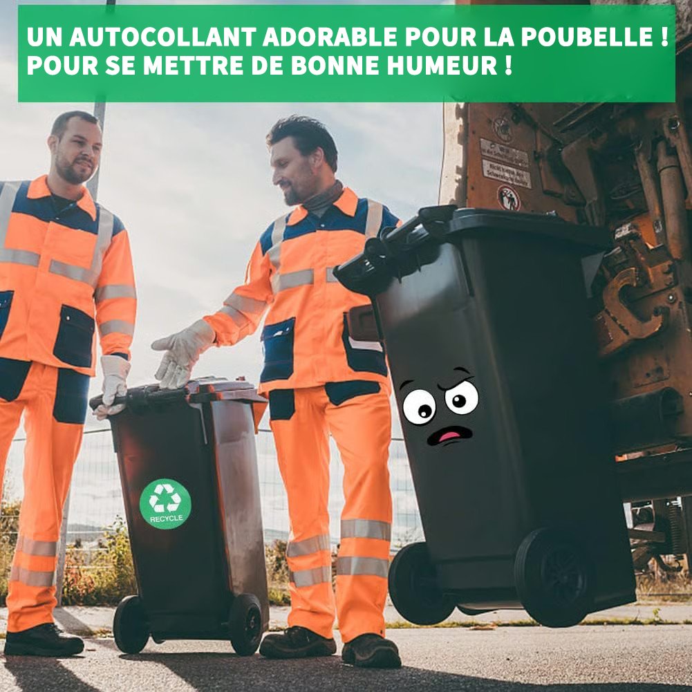 🌱Set med miljövänliga klistermärken för soptunnor (4 fantasifulla ansiktsuttryck: från ett hånfullt leende till ett löjligt uttryck