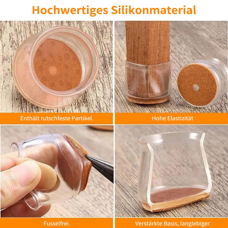 ✨Universella gummibenskydd för stolar – Lämpliga för alla stolsbensformer, reptåliga och slitstarka, den ultimata lösningen för att skydda dina golv.